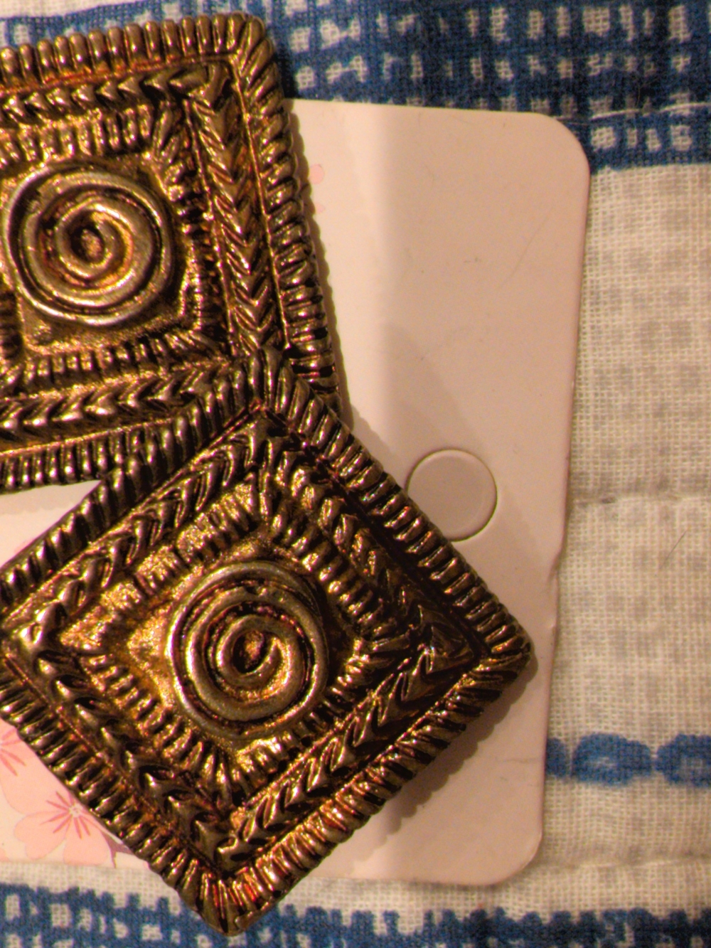 Tribal Brass Stud Earrings Spiral Dhokra Style - Picture 3 of 3